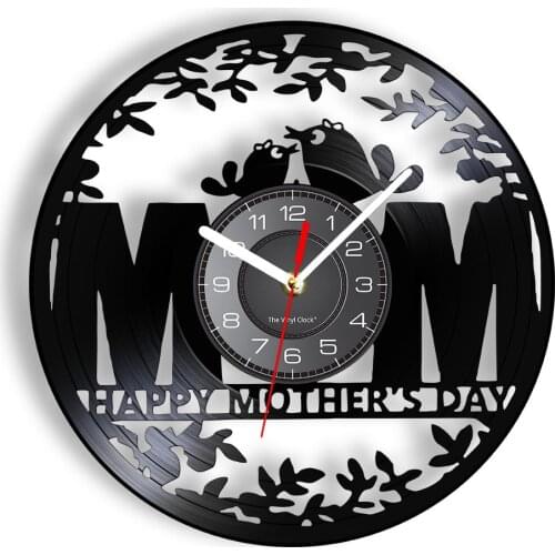 Happy Mothers Day Vintage Vinyl Album Re-purposed Record Clock Handicraft Album Wall Clock For Mom Mother Gift From Daughter