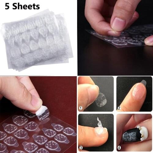 5 Sheets/Set Double Sided False Nail Art Adhesive Tape Glue Sticker DIY Tips Fake Nail Acrylic Manicure Gel Makeup Tool