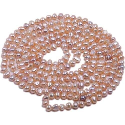 6x7mm pink baroque flat pearl necklace 125cm 80cm 30'' 50'' natural freshwater pearl Woman Jewelry 35cm 14'' 125cm