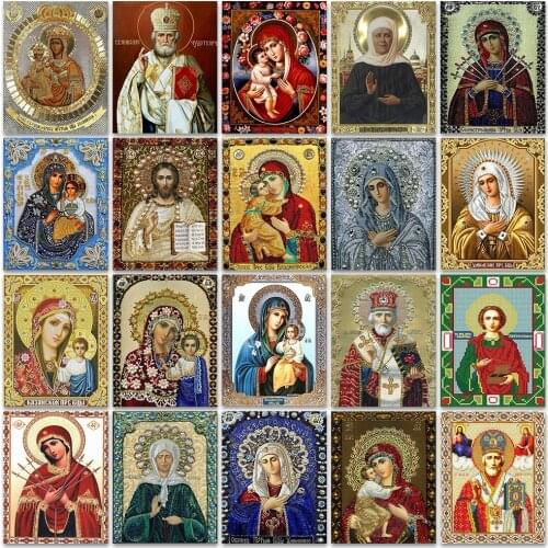 5D DIY Diamond Painting Religion Crystal Diamond Painting Cross Stitch Religion Portrait Lady Needlework Home Decorative BJ1050