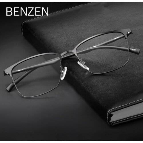 BENZEN Ultralight Alloy Optical Glasses Frame Men Myopia Eyeglasses Male Rectangle Prescription Eyewear 5267