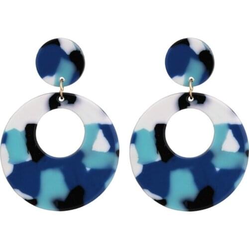 Bohemian Earrings 2020 Fashion New Temperament Earrings Acrylic Long Section Acetate Plate Double Circle Earrings Women