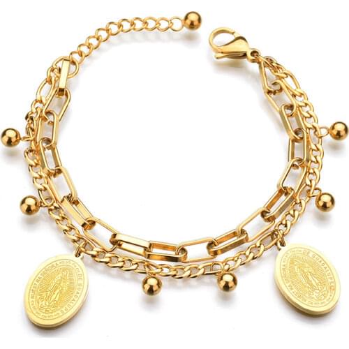 UZone The Virgin Mary Bracelets Stainless Steel Beads Amulet Bracelets Luxury Women Jewelry