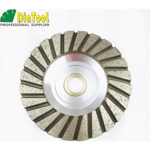 DIATOOL 4 inch/100mm Diamond Turbo Row Grinding Cup Wheel, Aluminum Base Grit 30/40#, Bore 22.23mm Grinding Disc Diamond Wheel