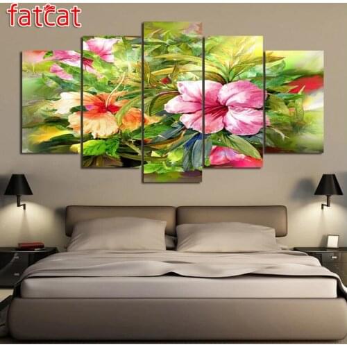 FATCAT Color flower 5 Piece Diy Diamond Painting Full Square Round Drill Diamond Embroidery Sale Home Decoration Gift AE2031