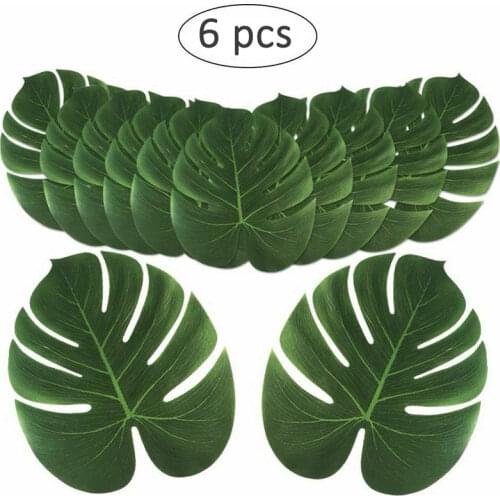 6pcs Artificial Tropical Palm Leaves Summer Jungle Theme Party Wedding Birthday Decoration Home Table Hawaiian Luau Party Plants