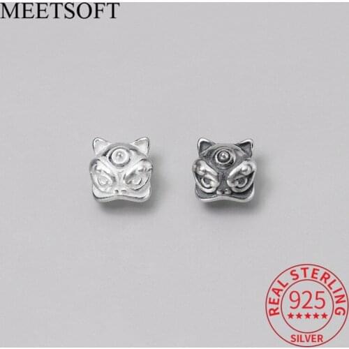 MEETSOFT Vintage 925 Sterling Silver Wealth brave troops Space Beads Handmade Of DIY Fine Jewelry Bracelet Necklace Accessory