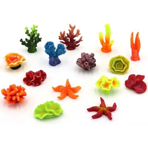 Mini Aquarium Artificial Resin Coral Reef Tree Sea Star Plant, Colorful Coral Reed flowers Landscape Ornament decorate fish tank