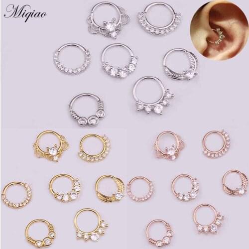 Miqiao 2pcs Fashionable Stainless Steel Round Multifunctional Nose Ring Earrings Body Exquisite Piercing Jewelry
