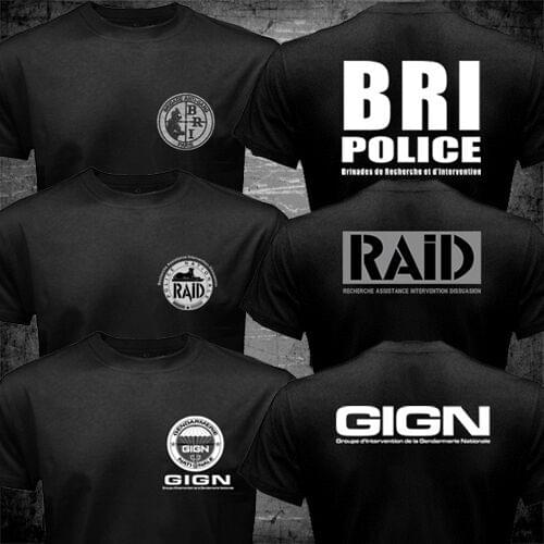 New France French Special Elite Police Forces Unit GIGN Raid BRI Black Men T shirt SHORT Casual O-Neck shirts
