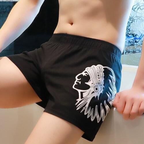 Mens Underwear Fashion Summer Loose Boxer Plus-sized Cotton Lard-Bucket Short Trunks Boxer Arrow Pyjama Bottoms Head
