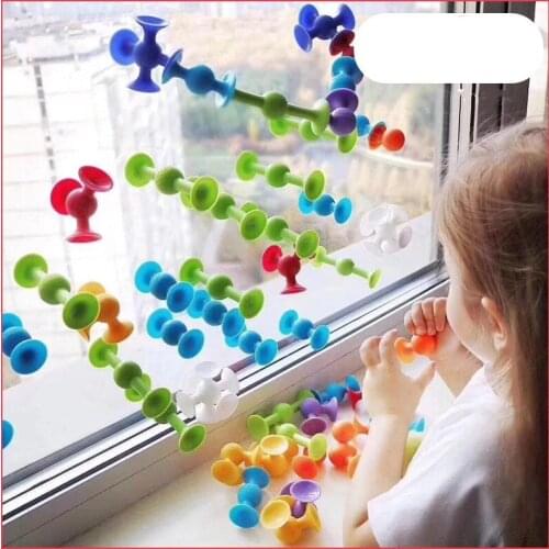 DIY Soft Silicone Building Blocks Sucker Educational Construction Toys for Boys Girls Gift Idea Assembled Suction Cup toy Suit