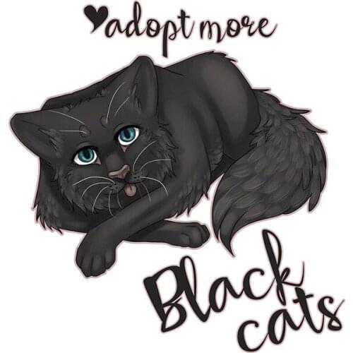 For Adopt More Black Cat Car Stickers Interesting Decal Personality Creative Sticker Decoration 13cm X 12.4cm