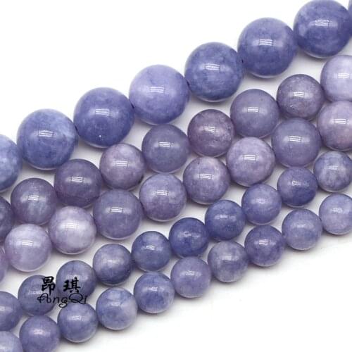 Natural Purple Lavender Round Stone Beads For Jewelry Making DIY Charm Bracelet Necklace 4 6 8 10 12mm Pick Size 15'' inches