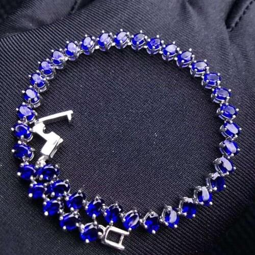 Natural And Real Sapphire bracelet Free shipping 100% Real natural sapphire Bracelet 925 sterling silver Bracelet