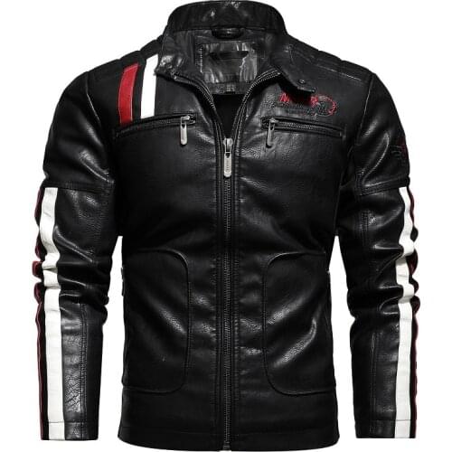 New Boutique Motorcycle Leather Jacket Men Fashion Letter Embroidery Faux Leather Jacket Male Coat British Style Punk Jacket