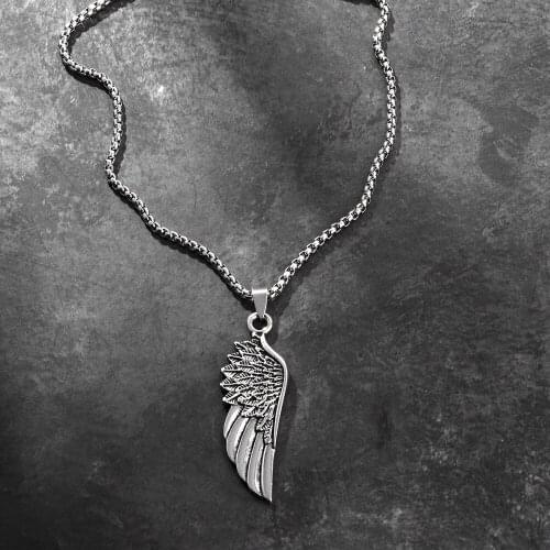 New Fashion Angel Wings Pendants Men Womens Silver Color Necklace Alloy Steel Gothic Vintage Wing Pendant Mens Jewelry Aesthetic