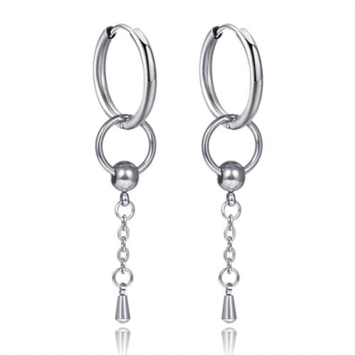New Hiphop Long Chain Waterdrop Hoop Earrings Piercing For Men & Women Personality Ear Clip Fake Non Piercings Fashion Jewelry
