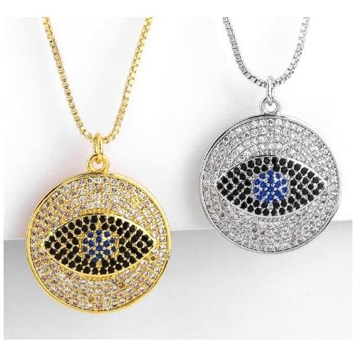 Evil Eye multicolor micro pave cz zircon cubic zirconia necklace copper Clavicle gold plated Snake Chain Choker Pendant trtg34