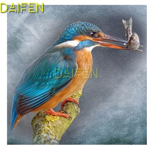 Full Square Diamond embroidery Cross stitch kingfisher bird and fish Full Round Diamond painting DIY 3D Diamond mosaic