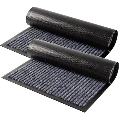 2Pcs Striped Door Floor Mat,Waterproof&Dirt Mat Non-Slip,Easy to Clean,for Shoe Scrapers,Indoor Outdoor Rug