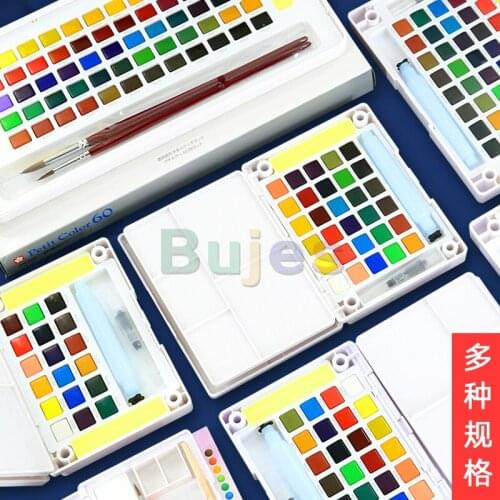 SAKURA Professional Solid Watercolor Paint Set 24 36 72Color Fountain Pen Tool Gouache Set for Painting and Drawing Art Supplies