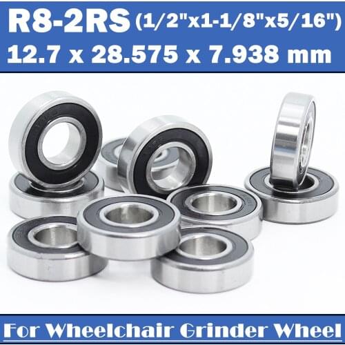 R8RS Bearing 12.7x28.575x7.938mm ABEC-1 ( 10 PCS ) Inch Miniature R8 2RS Ball Bearings