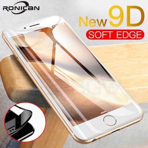 RONICAN For iPhone 6 6s 3D Soft Edge Full Cover Red Glossy Carbon Fiber Tempered Glass Screen Protector Film For iPhone 7 8 Plus
