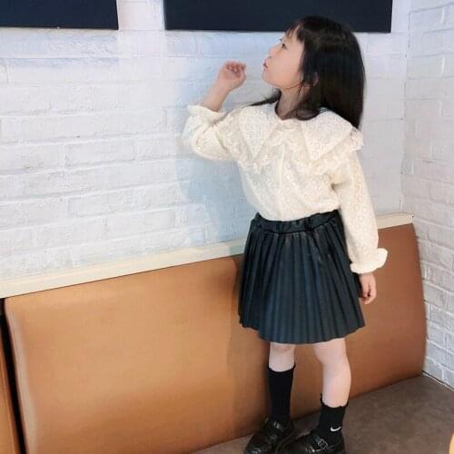 2 3 4 5 6 7 Y Baby Girls Shirts Autumn Winter New Kids Korean Embroidery Lace Shirts Ruffle Doll Collar Thicken Blouse For Girls