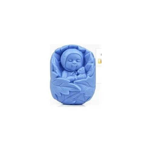 Little baby smile sleep in the leves Craft Art Silicone Soap mold Craft Molds DIY Handmade soap molds FM 350