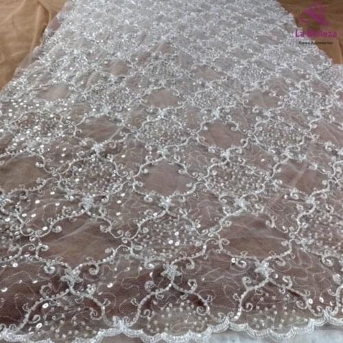 La Belleza 2021beaded bridal lace,sequins beaded lace fabric,square patterns lace fabric 51'' width 1 yard