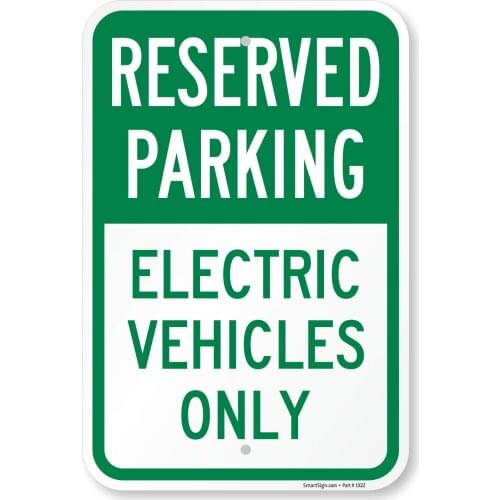 "Reserved Parking Electric Vehicles Only" Sign | 12" x 8" Aluminum