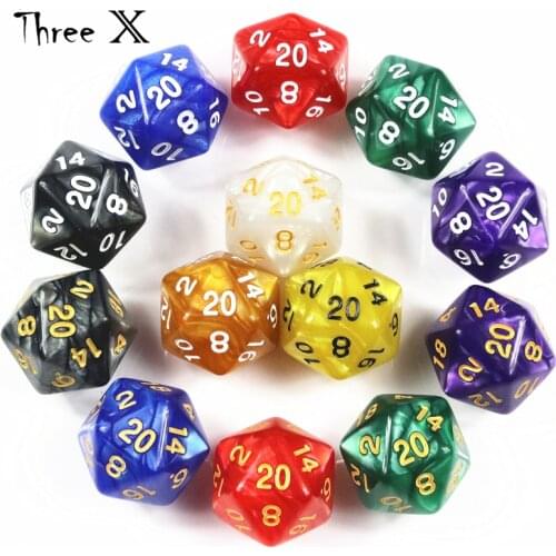 Top 1PC TRPG Pearlized Effect D20 Dice for DND 20 Sided Data Rich Colors Desktop Game