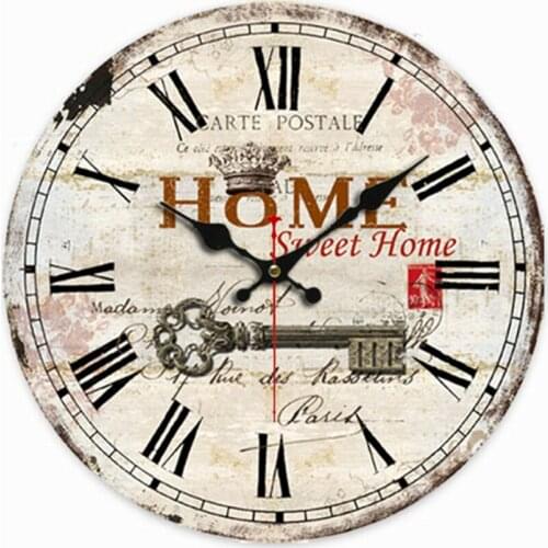 Home Key Paris Clocks Watches Farmhouse Vintage Wood Wall Clock Large Art Wall Clocks for Living Room Office
