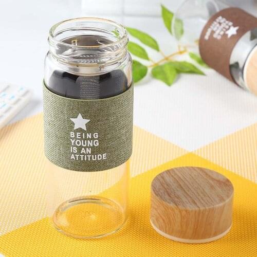 High Quality 400ML Glass Water Bottle with Tea Infuser My Drink Protein Shaker Sports Bootle Travel Coffee Hot Water Bottles