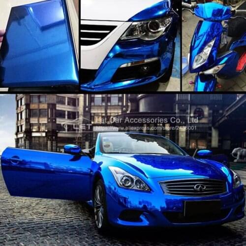 High stretchable Waterproof UV Protected Blue Chrome Mirror Vinyl Wrap Sheet Roll Film Car Sticker Decal Sheet