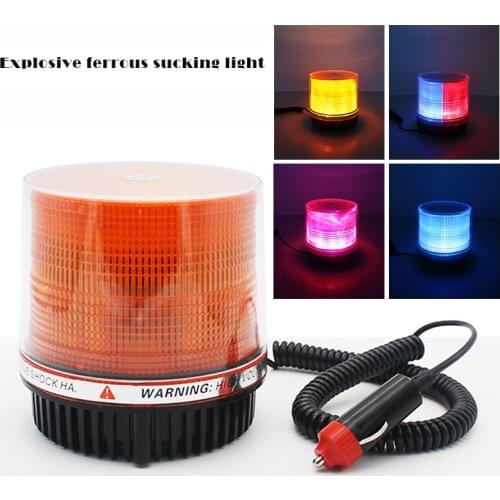 12V24V Amber Rotating Beacon Led Warning Light Roof Hazard Flash Emergency Strobe with Magnetic Base Mount and Rechargeable Plug