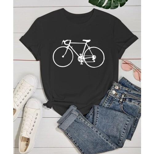 Ladies T Shirt Cotton Personality Fashion Harajuku Cycle Print Sport Short Sleeve T Shirt Women Graphic T Shirt BottomShirtWomen