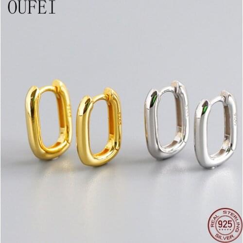 OUFEI 925 Sterling Silver Simple Earrings For Women Fashion Hoop Earrings 100%925 Sterling Silver Earrings Luxury jewelry