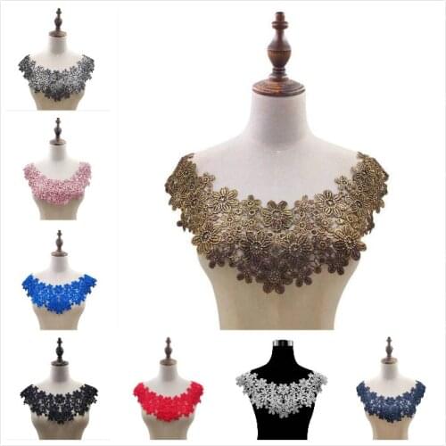 1 Piece High Quality 13 Colors Lace Fabic Embroidered Applique Neckline for Lace Fabric Sewing Supplies Scrapbooking