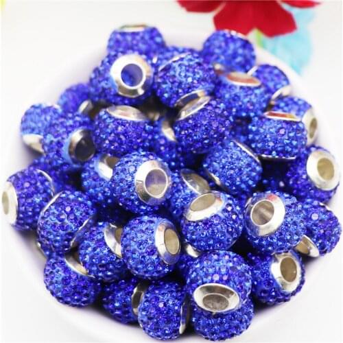 10Pcs Rhinestone Stone Large Hole Glass Beads Charms Fit Pandora Bracelet Women DIY Chain Necklace Earrings for Jewelry Making