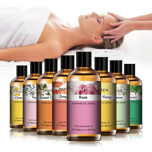 100ml Pure Natural Rose Essential Oils Lavender Jasmine Vanilla Mint Lemon Ylang Ylang Chamomile Tea Tree Diffuser Aroma Oil