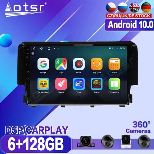 128GB For Honda Civic 2016 2017 2018 Car DVD Multimedia Player Recorder Stereo Android Radio GPS Auto Audio Navigation Head Unit