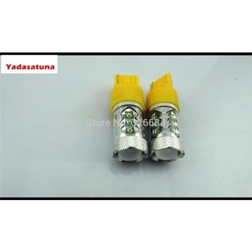2Pcs Amebr/Yellow Turn Signal Brake Light T20 7440 W21W 7441 992 80W High Power Stop Car Fog LED Light Running DRL Bulb Lamp