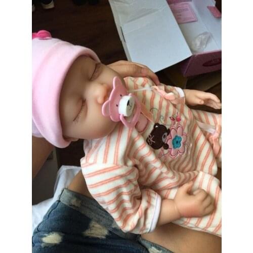 22 Inch Vinyl Silicone Reborn Baby Girl Doll Lifelike Newborn Doll + Pink Clothes