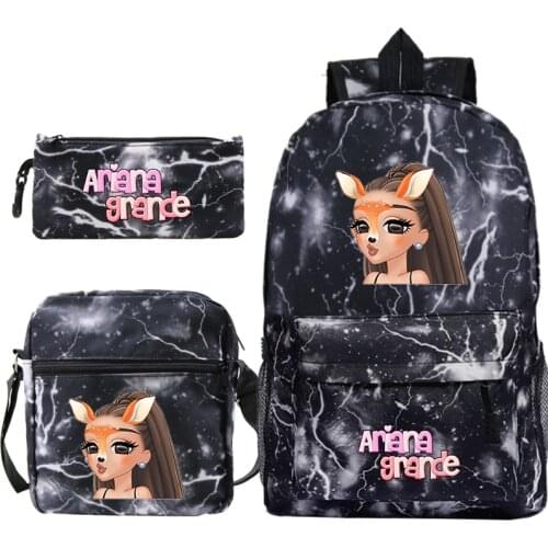 3Pcs/Set Backpack Ariana Grande Backpack Teens School Bag Shoulder Bag Pen Bag School Bags girls Rucksack Thank U Next Mochila