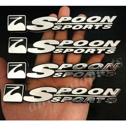 4x Chome ABS SPOON SPORTS JDM R Car Trunk Fender Rear Badge Emblem Decal Sticker