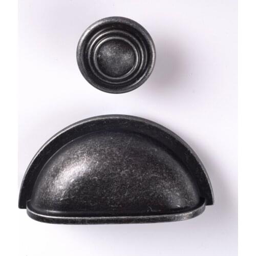 76mm American retro style antique iron shell cup type drawer cabinet knob pull handle 3" AIM