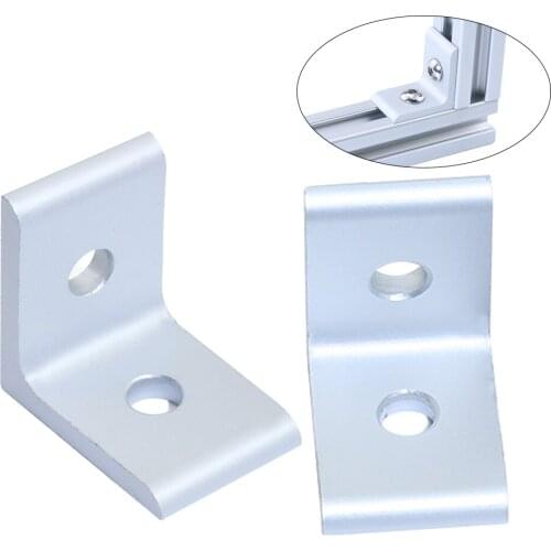 10pcs 2020 Silver Aluminum Extrusion Profile Aluminum Alloy 2 Hole 90 degreee Inside Corner Bracket