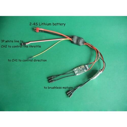 2-4S 20AX2/2-6S 40Ax2 Brushless Mixing Control Two Way Bilateral ESC Electrical Speed Controller For DIY RC Boat/Tank Models